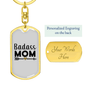 Badass Mom Keychain Stainless Steel or 18k Gold Dog Tag Keyring-Express Your Love Gifts