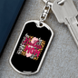 Badass Mom Pink Keychain Stainless Steel or 18k Gold Dog Tag Keyring-Express Your Love Gifts