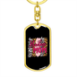 Badass Mom Pink Keychain Stainless Steel or 18k Gold Dog Tag Keyring-Express Your Love Gifts