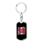 Badass Mom Pink Keychain Stainless Steel or 18k Gold Dog Tag Keyring-Express Your Love Gifts