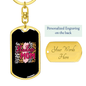 Badass Mom Pink Keychain Stainless Steel or 18k Gold Dog Tag Keyring-Express Your Love Gifts