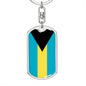 Bahamas Flag Keychain Dog Tag Stainless Steel or 18k Gold-Express Your Love Gifts
