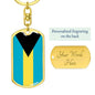 Bahamas Flag Keychain Dog Tag Stainless Steel or 18k Gold-Express Your Love Gifts
