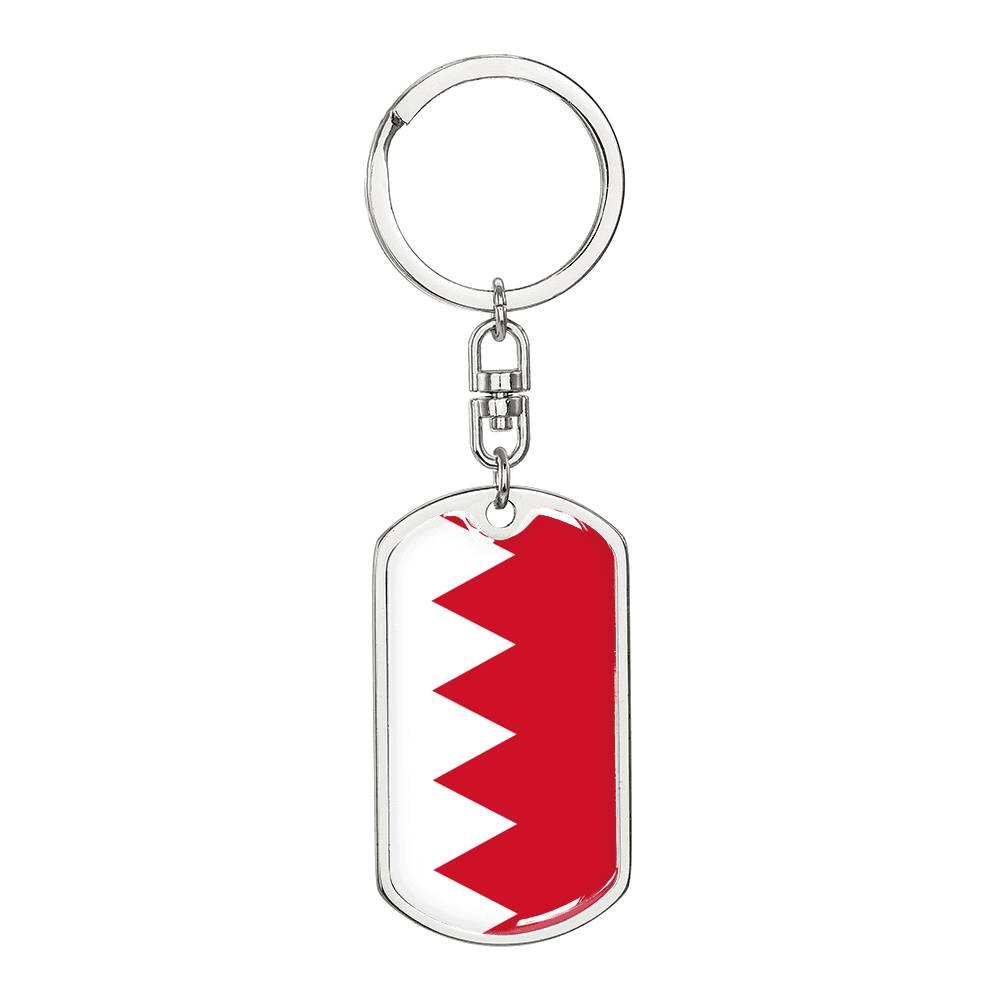 Bahrain Flag Keychain Dog Tag Stainless Steel or 18k Gold-Express Your Love Gifts
