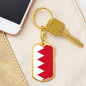 Bahrain Flag Keychain Dog Tag Stainless Steel or 18k Gold-Express Your Love Gifts