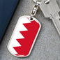 Bahrain Flag Keychain Dog Tag Stainless Steel or 18k Gold-Express Your Love Gifts