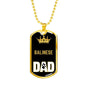 Balinese Cat Dad Necklace Stainless Steel or 18k Gold Dog Tag 24" Chain-Express Your Love Gifts