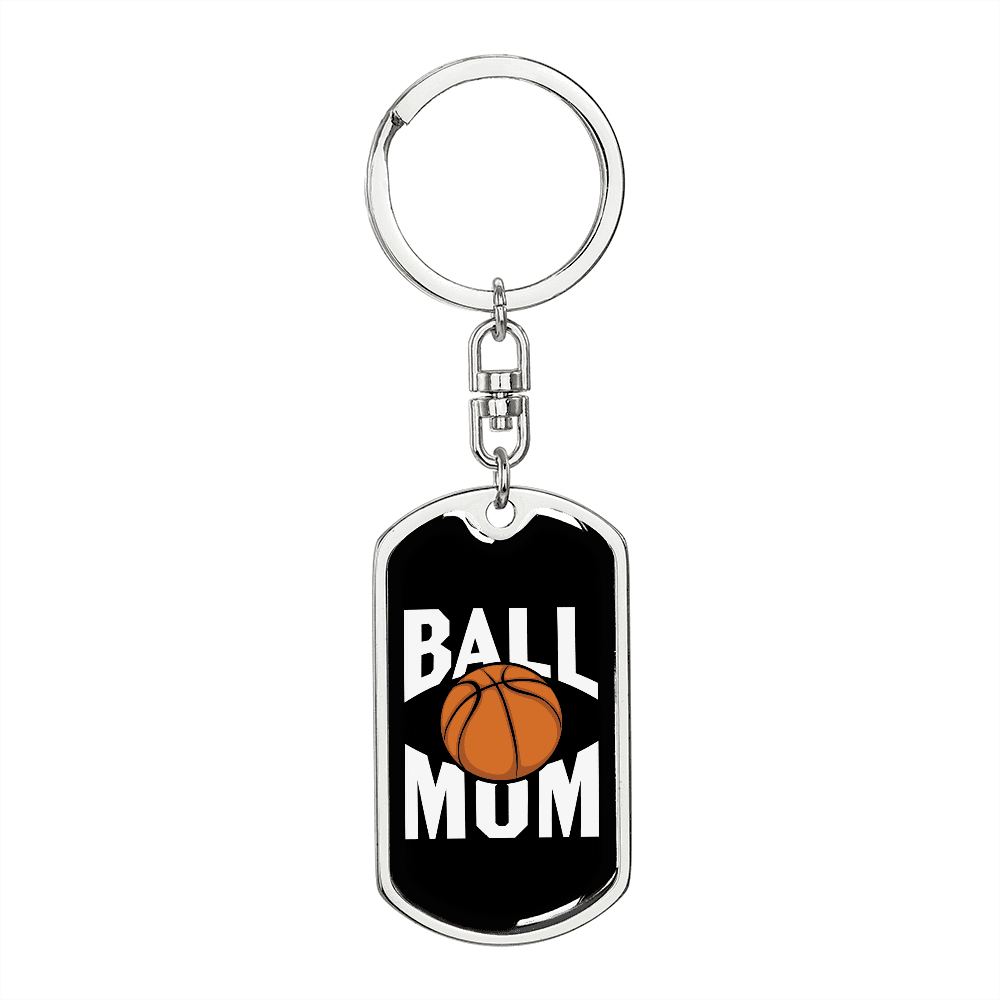 Ball Mum Mom Keychain Stainless Steel or 18k Gold Dog Tag Keyring-Express Your Love Gifts