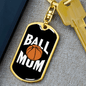 Ball Mum Mom Keychain Stainless Steel or 18k Gold Dog Tag Keyring-Express Your Love Gifts