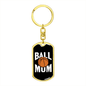 Ball Mum Mom Keychain Stainless Steel or 18k Gold Dog Tag Keyring-Express Your Love Gifts