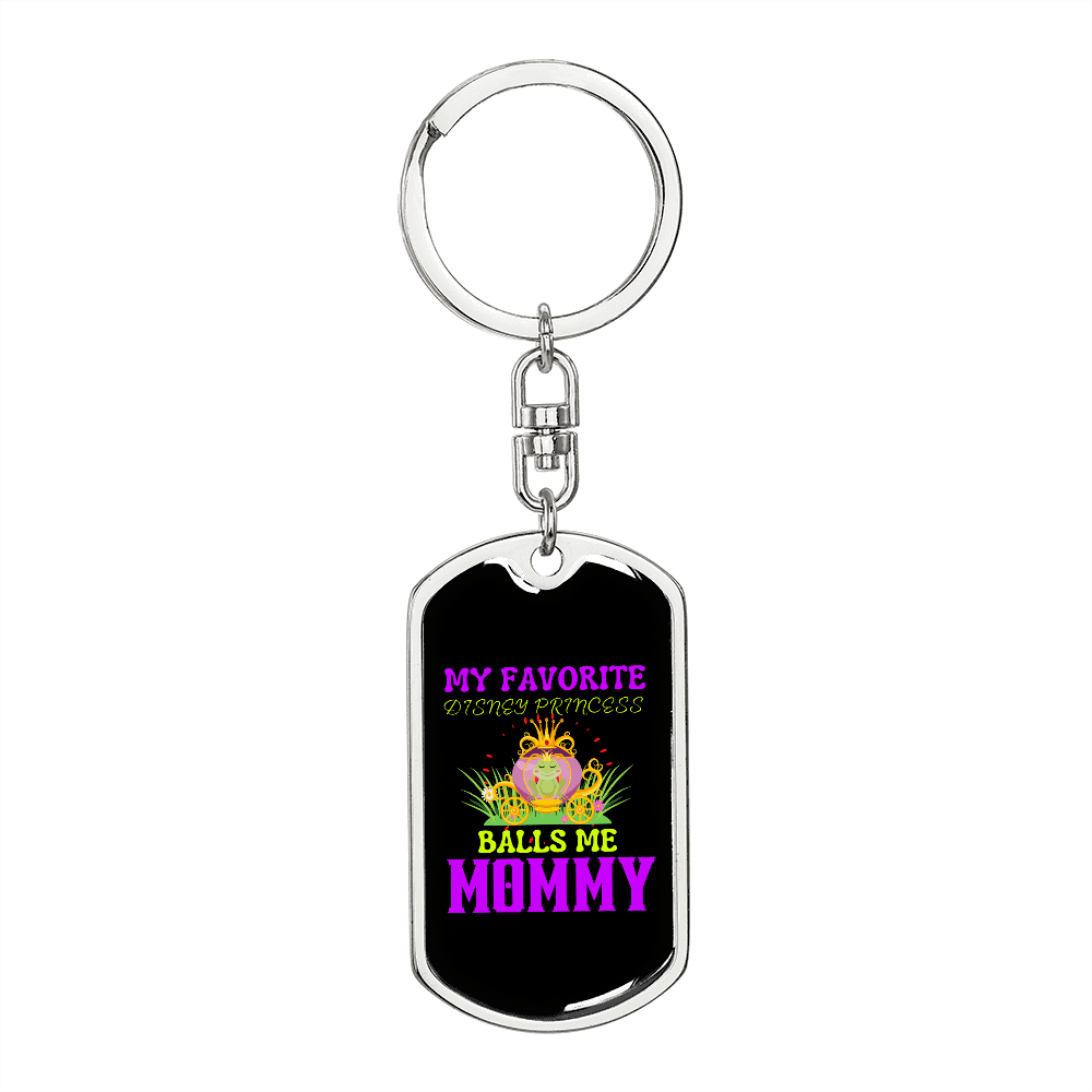 Balls me Mommy Keychain Stainless Steel or 18k Gold Dog Tag Keyring-Express Your Love Gifts