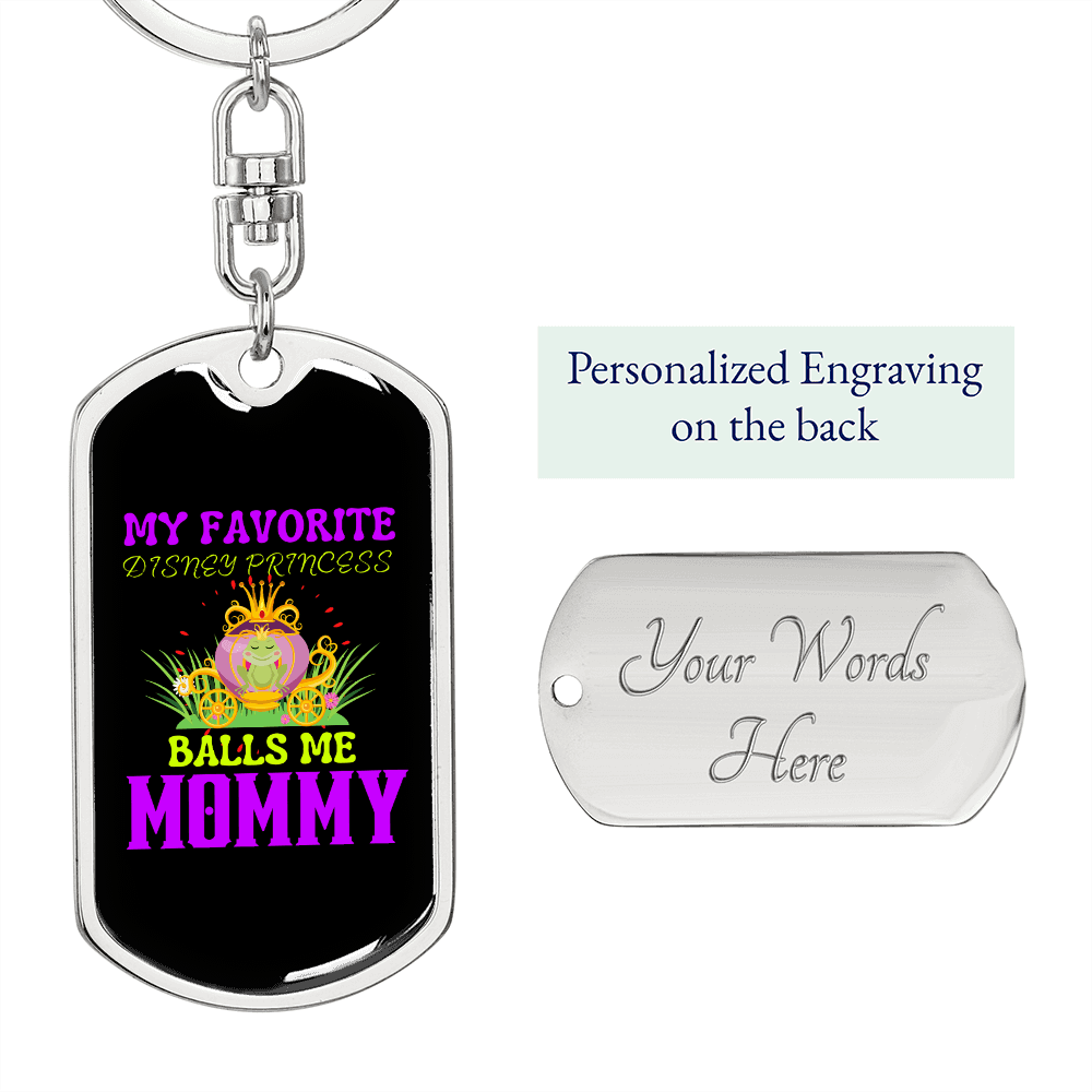 Balls me Mommy Keychain Stainless Steel or 18k Gold Dog Tag Keyring-Express Your Love Gifts