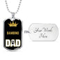 Bambino Cat Dad Necklace Stainless Steel or 18k Gold Dog Tag 24" Chain-Express Your Love Gifts