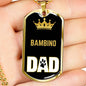 Bambino Cat Dad Necklace Stainless Steel or 18k Gold Dog Tag 24" Chain-Express Your Love Gifts
