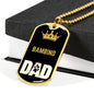 Bambino Cat Dad Necklace Stainless Steel or 18k Gold Dog Tag 24" Chain-Express Your Love Gifts