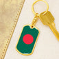 Bangladesh Flag Keychain Dog Tag Stainless Steel or 18k Gold-Express Your Love Gifts