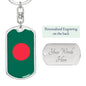 Bangladesh Flag Keychain Dog Tag Stainless Steel or 18k Gold-Express Your Love Gifts