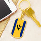 Barbados Flag Keychain Dog Tag Stainless Steel or 18k Gold-Express Your Love Gifts