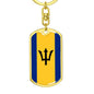 Barbados Flag Keychain Dog Tag Stainless Steel or 18k Gold-Express Your Love Gifts