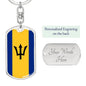 Barbados Flag Keychain Dog Tag Stainless Steel or 18k Gold-Express Your Love Gifts