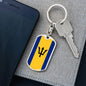 Barbados Flag Keychain Dog Tag Stainless Steel or 18k Gold-Express Your Love Gifts