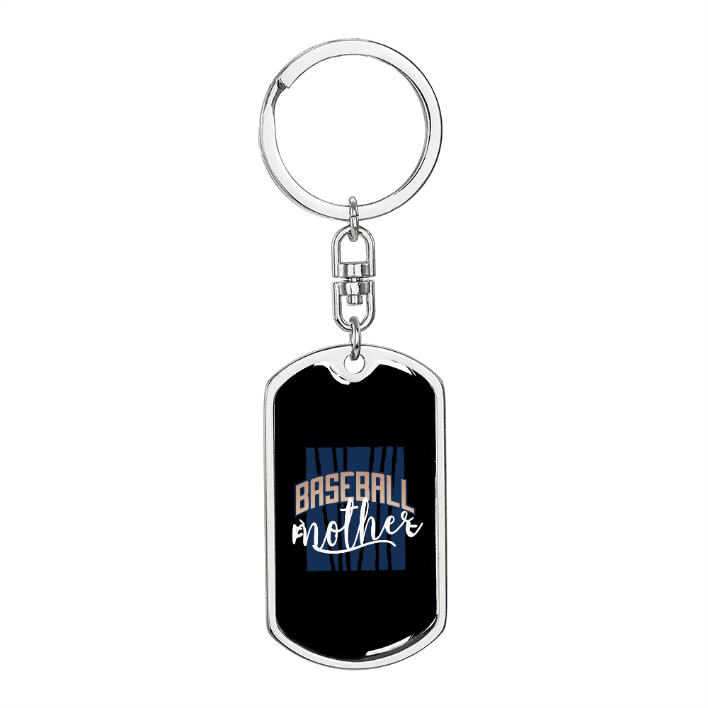 Baseball Mother Mom Keychain Stainless Steel or 18k Gold Dog Tag Keyring-Express Your Love Gifts