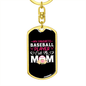 Baseball Player Mom Keychain Stainless Steel or 18k Gold Dog Tag Keyring-Express Your Love Gifts