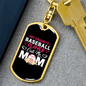 Baseball Player Mom Keychain Stainless Steel or 18k Gold Dog Tag Keyring-Express Your Love Gifts