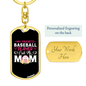 Baseball Player Mom Keychain Stainless Steel or 18k Gold Dog Tag Keyring-Express Your Love Gifts