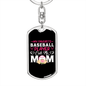 Baseball Player Mom Keychain Stainless Steel or 18k Gold Dog Tag Keyring-Express Your Love Gifts