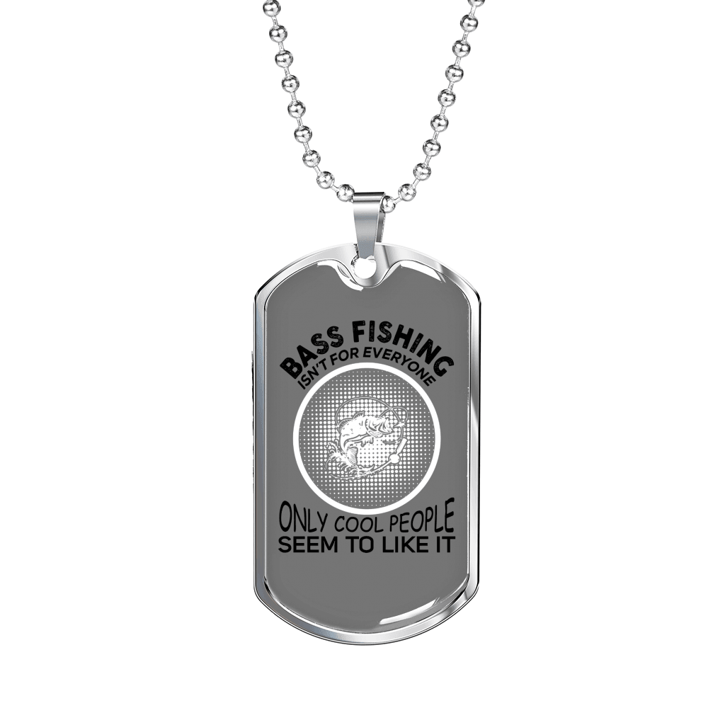 Bass Fishing Necklace Stainless Steel or 18k Gold Dog Tag 24" Chain-Express Your Love Gifts