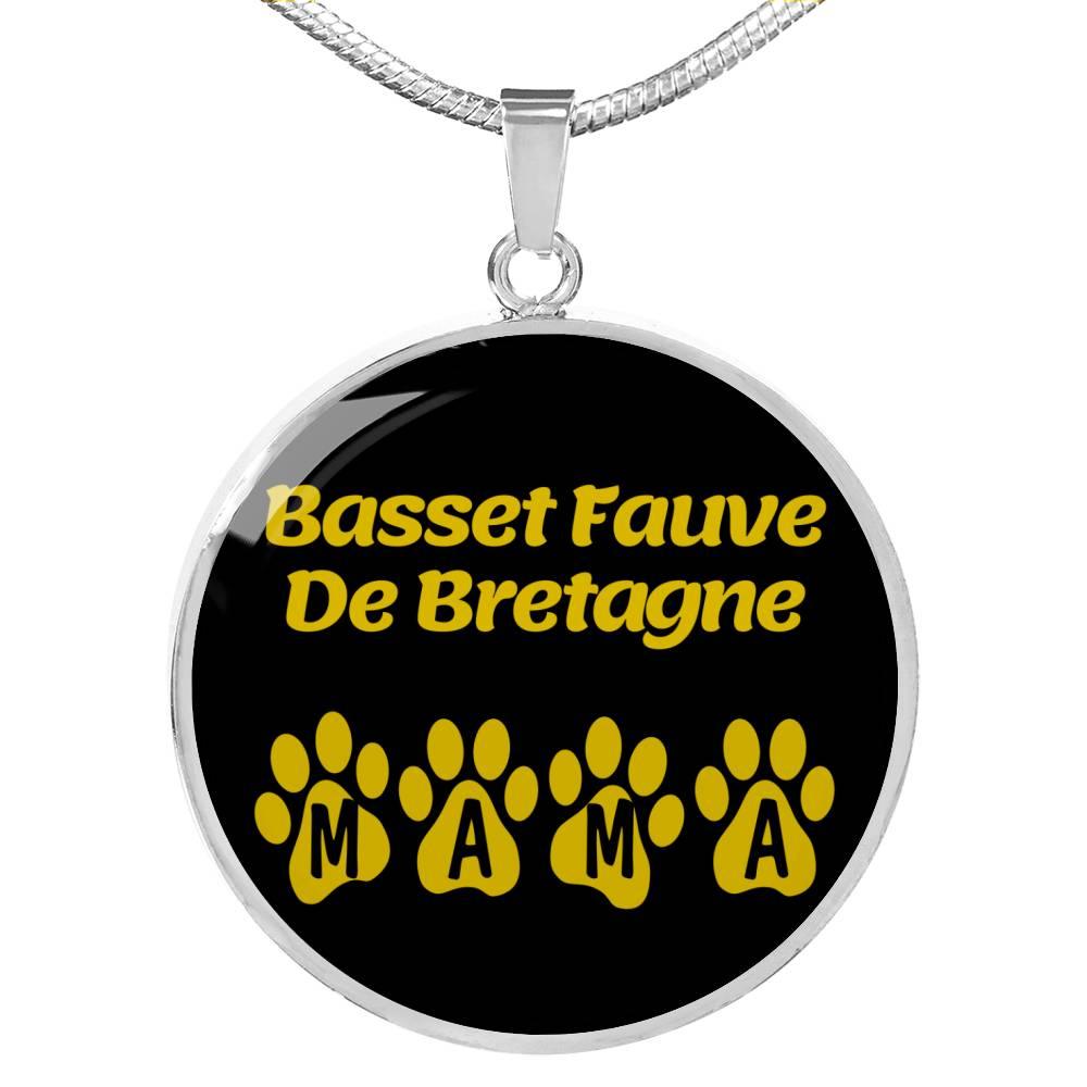 Basset Fauve De Bretagne Mama Circle Necklace Stainless Steel or 18k Gold 18-22" Dog Owner Lover-Express Your Love Gifts