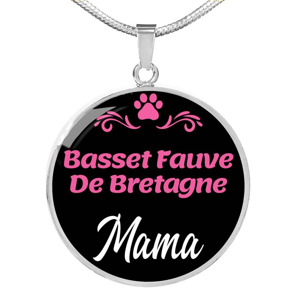 Basset Fauve De Bretagne Mama Necklace Circle Pendant Stainless Steel or 18k Gold 18-22" Dog Mom Pendant-Express Your Love Gifts