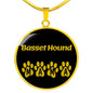 Basset Hound Mama Circle Necklace Stainless Steel or 18k Gold 18-22" Dog Owner Lover-Express Your Love Gifts