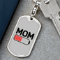 Battery Mom Keychain Stainless Steel or 18k Gold Dog Tag Keyring-Express Your Love Gifts