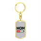 Battery Mom Keychain Stainless Steel or 18k Gold Dog Tag Keyring-Express Your Love Gifts