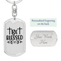 Be Blessed Cross Keychain Stainless Steel or 18k Gold Dog Tag Keyring-Express Your Love Gifts