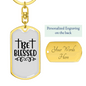 Be Blessed Cross Keychain Stainless Steel or 18k Gold Dog Tag Keyring-Express Your Love Gifts
