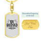 Be Blessed Flower Keychain Stainless Steel or 18k Gold Dog Tag Keyring-Express Your Love Gifts