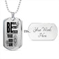 Be Brave Strong Fearless Necklace Stainless Steel or 18k Gold Dog Tag 24"-Express Your Love Gifts