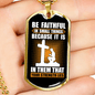 Be Faithful In Small Luke 16:10 Necklace Stainless Steel or 18k Gold Dog Tag 24" Chain-Express Your Love Gifts
