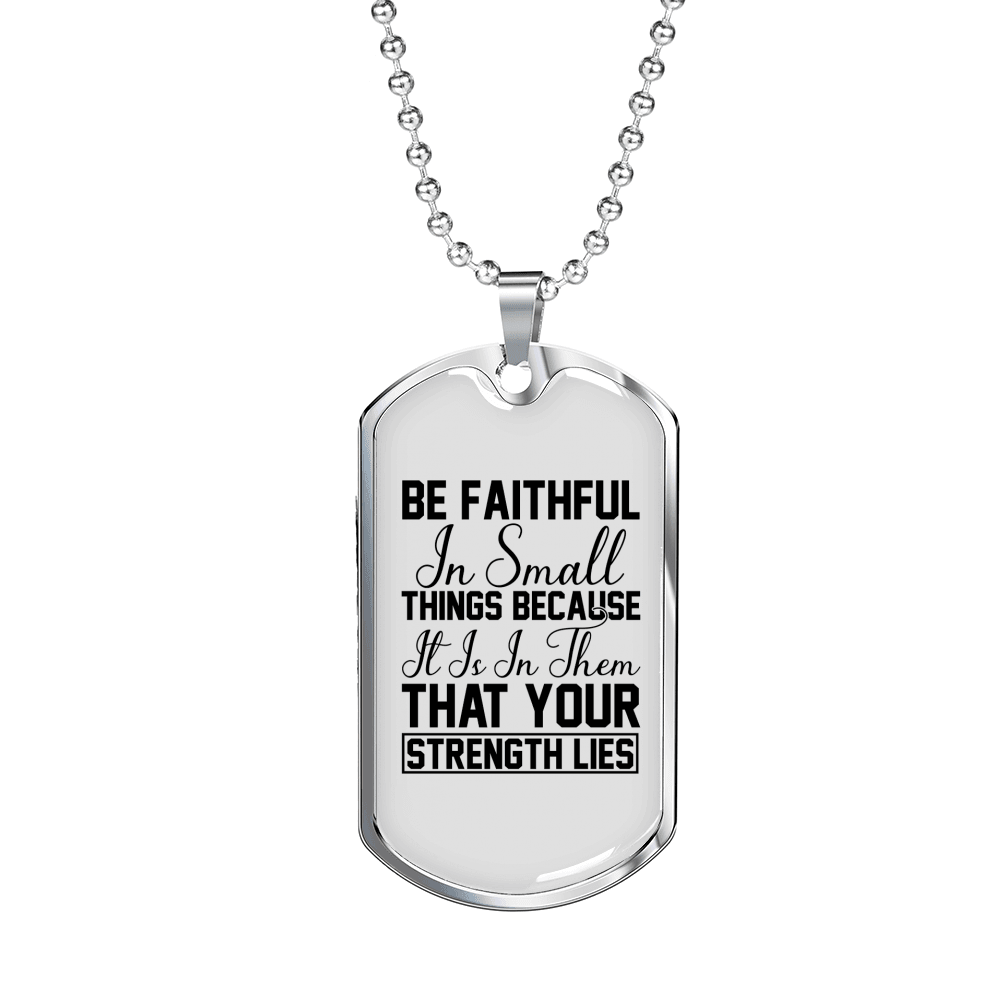 Be Faithful Necklace Stainless Steel or 18k Gold Dog Tag 24" Chain-Express Your Love Gifts