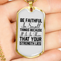 Be Faithful Necklace Stainless Steel or 18k Gold Dog Tag 24" Chain-Express Your Love Gifts