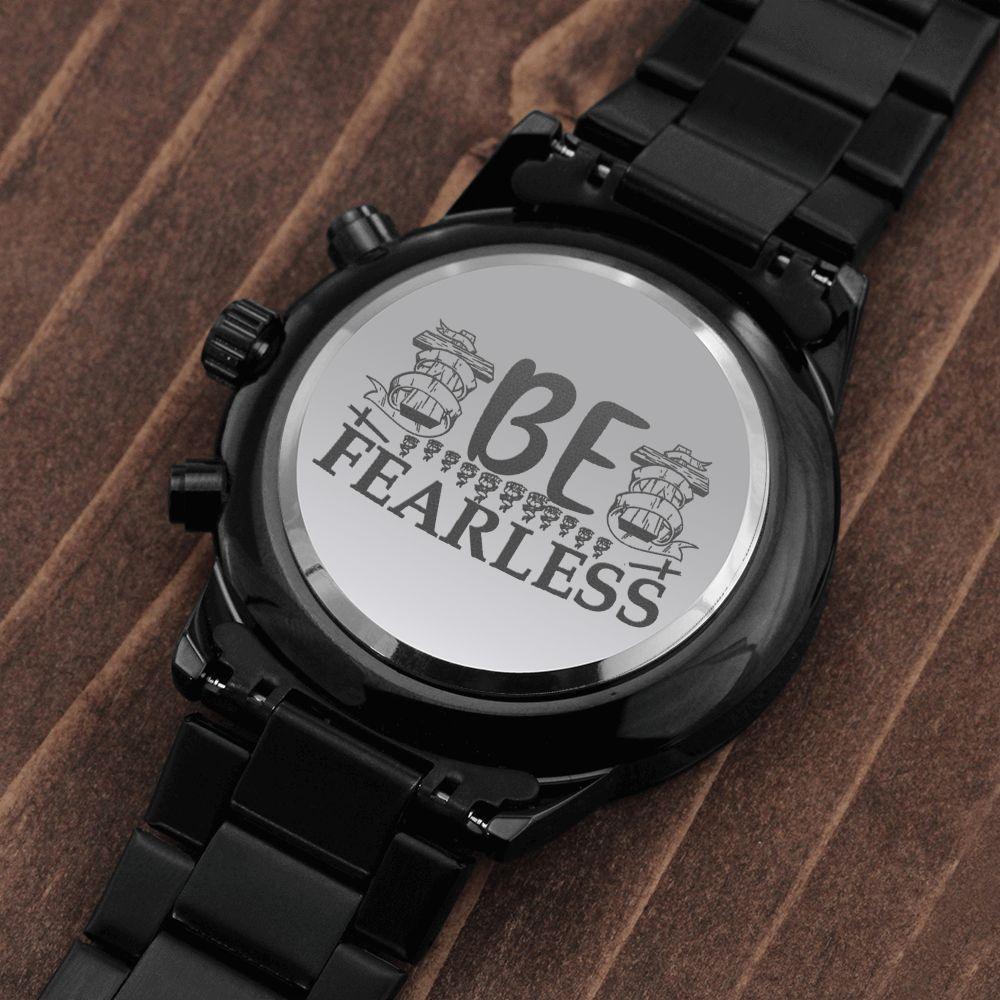 Be Fearless Engraved Bible Verse Men's Watch Multifunction Stainless Steel W Copper Dial-Express Your Love Gifts