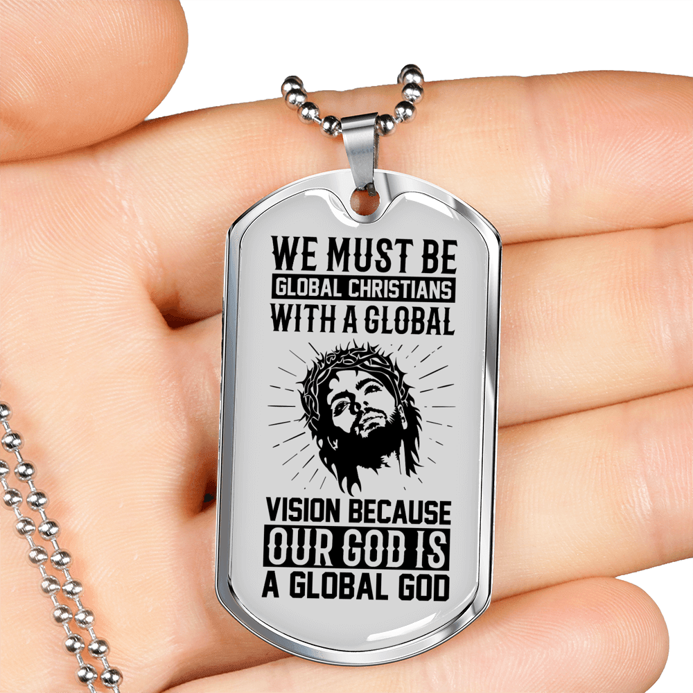 Be Global Christians Necklace Stainless Steel or 18k Gold Dog Tag 24" Chain-Express Your Love Gifts