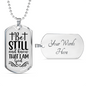 Be Still And Know Cross Psalm 46 Necklace Stainless Steel or 18k Gold Dog Tag 24" Chain-Express Your Love Gifts