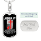 Be Strong And Courageous Firefighter Keychain Stainless Steel or 18k Gold Dog Tag Keyring-Express Your Love Gifts