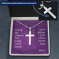 Be Strong And Courageous Joshua 1:9 Cross Necklace Message Card W Ball Chain Pendant-Express Your Love Gifts