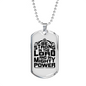 Be Strong In The Lord Necklace Stainless Steel or 18k Gold Dog Tag 24" Chain-Express Your Love Gifts