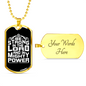 Be Strong In The Lord White Necklace Stainless Steel or 18k Gold Dog Tag 24" Chain-Express Your Love Gifts